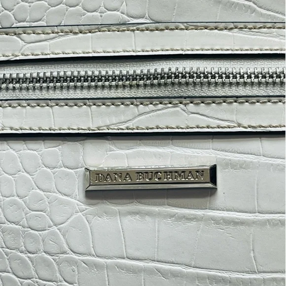 DANA BUCHMAN Off White Croco Leather Bag Small Shoulder Bag Womens Crossbody Bag - Picture 5 of 10